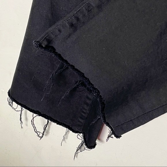 Baldwin Maxwell Crop Flare Jeans Women’s Size 26 Black Raw Hem Mid Rise - Picture 9 of 15